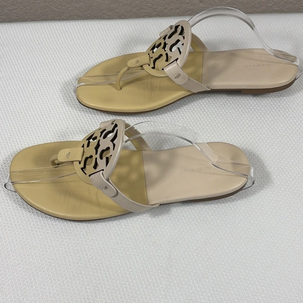 TORY BURCH Soft Miller Sandals Bicolor Sweet Corn New Ivory 9M‎